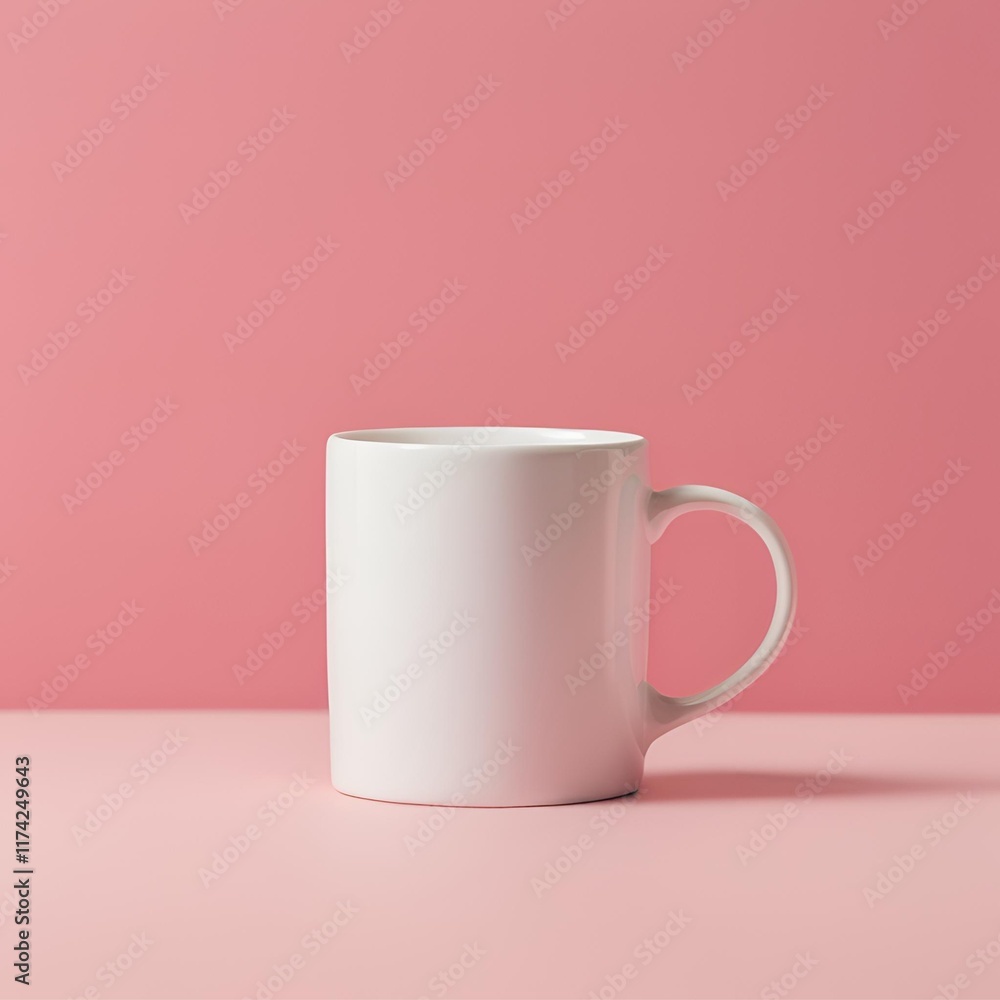 Blank white mug on pink background Blank white mug on pink background