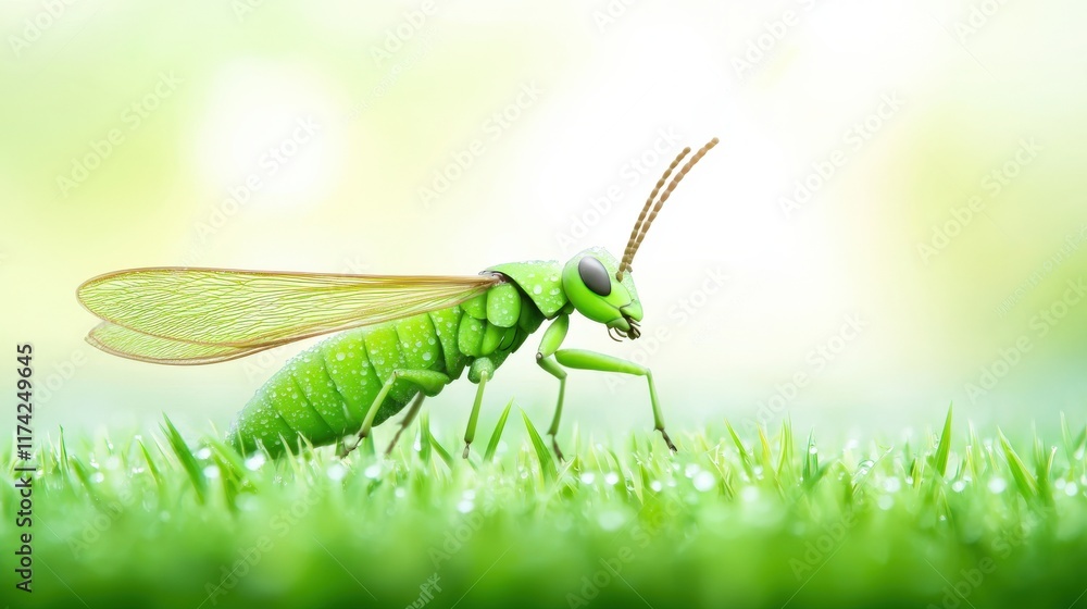 Exploring the Green Grasshopper in a Lush Meadow Macro Photography Nature Organic Environment Close-Up View Insect Behavior Exploring the Green Grasshopper in a Lush Meadow Macro Photography Nature Organic Environment Close-Up View Insect Behavior