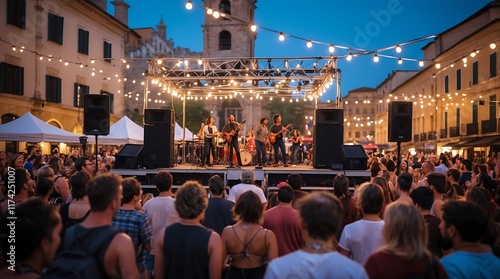 Night Concert in European City Square