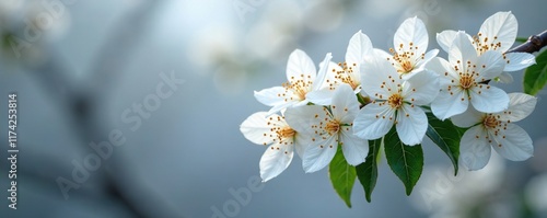 Snowy clusters of white fringe flowers on a Chinese Fringe tree branch, landscape, fringe flower photo