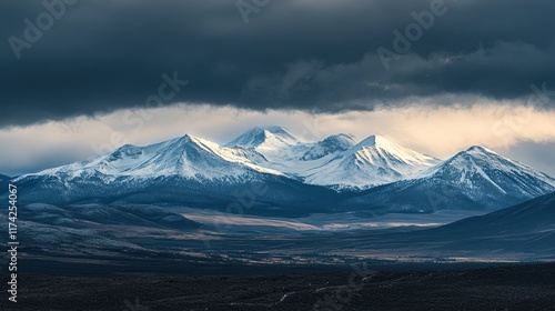 Wallpaper Mural Snowcapped Mountains Underneath a Dramatic Cloudy Sky Torontodigital.ca