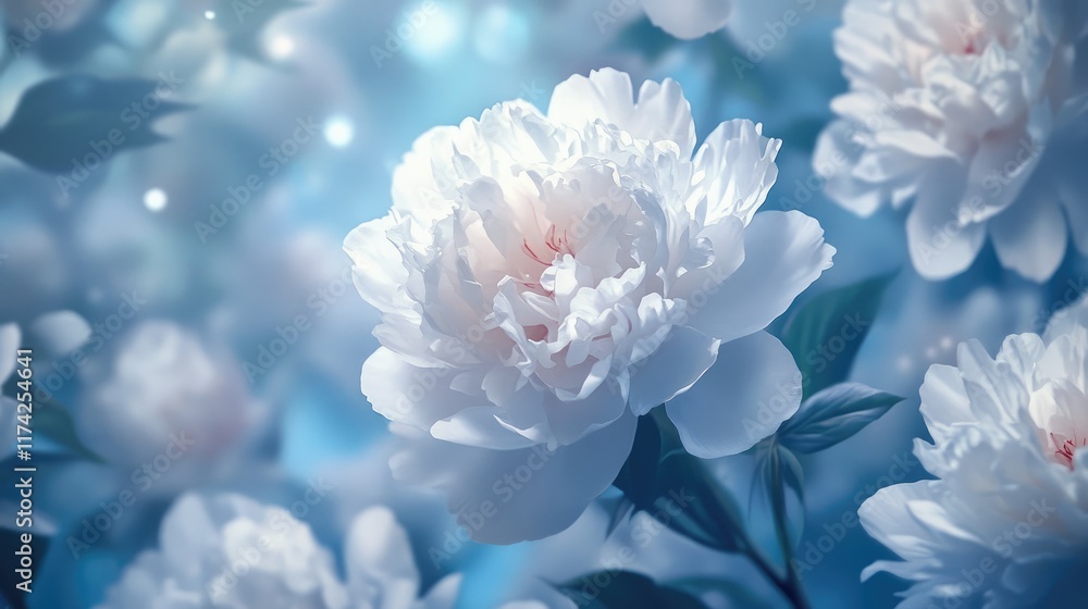 Delicate white peony blooms in a tranquil garden setting showcasing nature's beauty and elegance Delicate white peony blooms in a tranquil garden setting showcasing nature's beauty and elegance