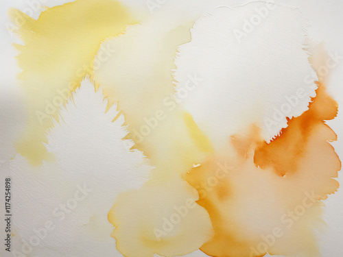 Yellow abstract watercolor patterns flow smoothly across the image. photo