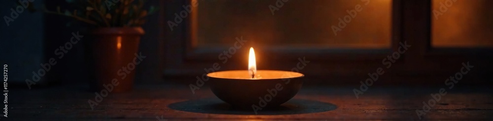 Warm and inviting oil burner lights up the night, fire, lighting Warm and inviting oil burner lights up the night, fire, lighting