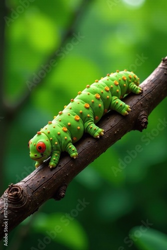 Mango tree branches with Euthalia aconthea caterpillars, mango tree, trees, insects photo