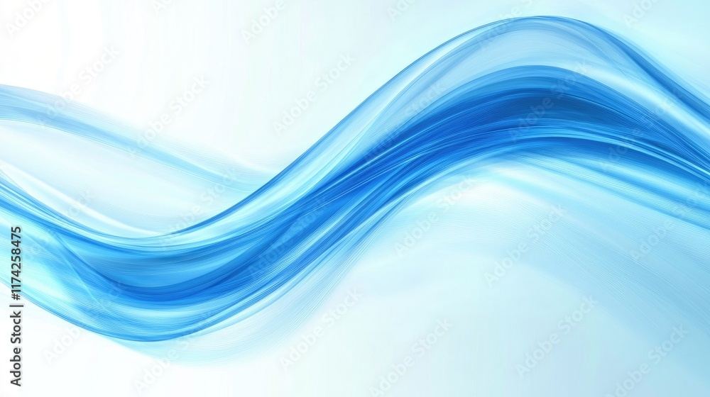 Fototapeta premium Elegant Curved Blue Waves Abstract Background with Fluid Motion and Soft Gradients for Artistic and Design Projects