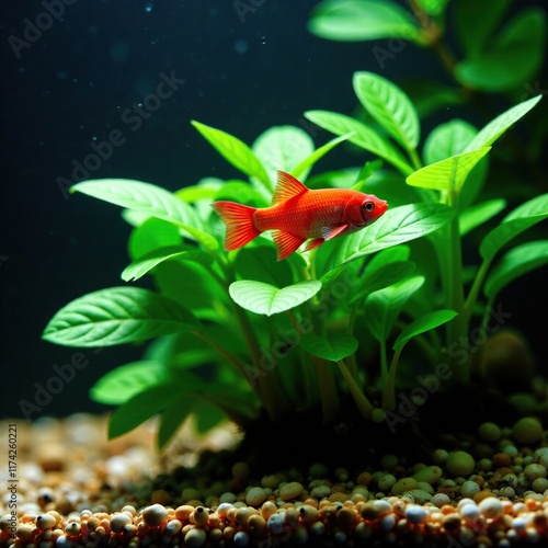 Aquatic plant Pterophyllum Rio Manacaparu Redback with natural decorations, manacapuru, water, freshwater photo