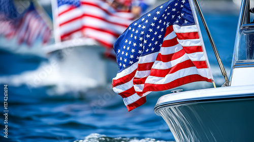 Boat with Flags in July 4th Parade
