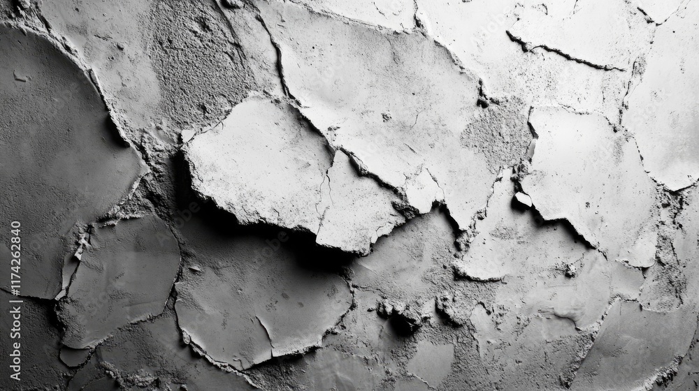 Obraz premium Textured Grey Concrete Wall with Cracked and Peeling Finish for Background or Design Use