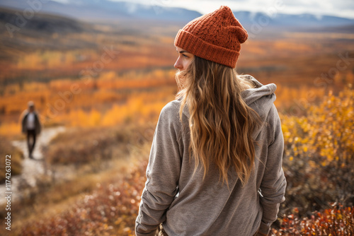 resplendent hues of tundra field during autumn with its kaleidoscope of changing leaves untouched terrain and palpable essence of seasonal rejuvenation photo