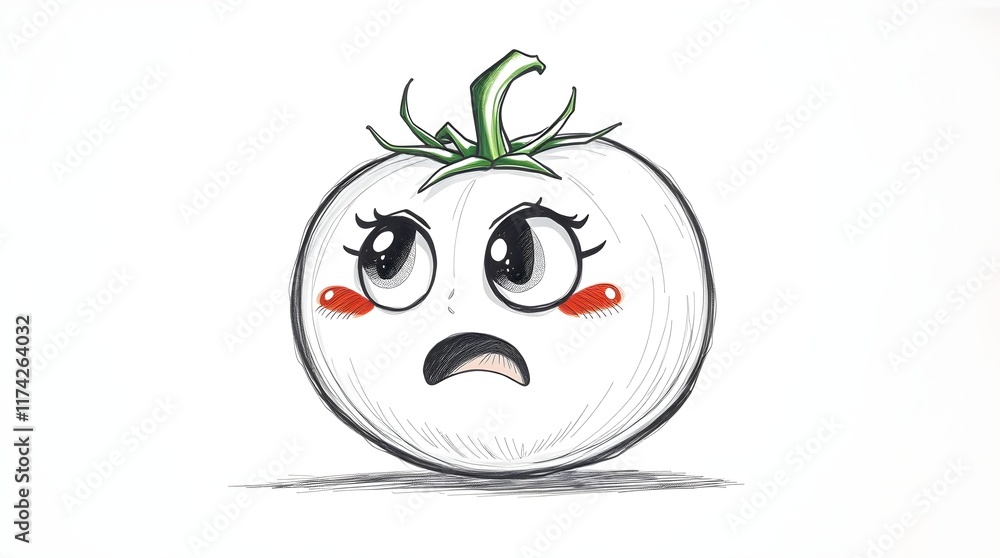 Fototapeta premium funny cartoon tomato on white background for healthy eating promotions
