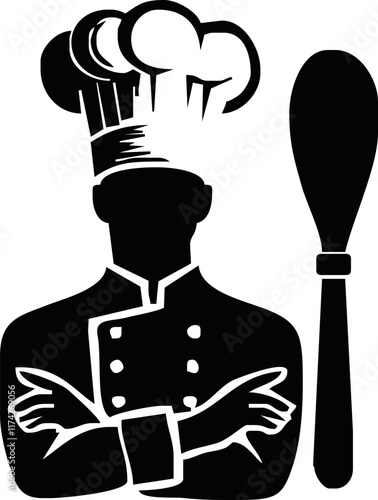 chef silhouette isolated on vector illustration,Restaurant chef job hiring horizontal web banner and cooking social media thumbnail template design with chef vector illustration