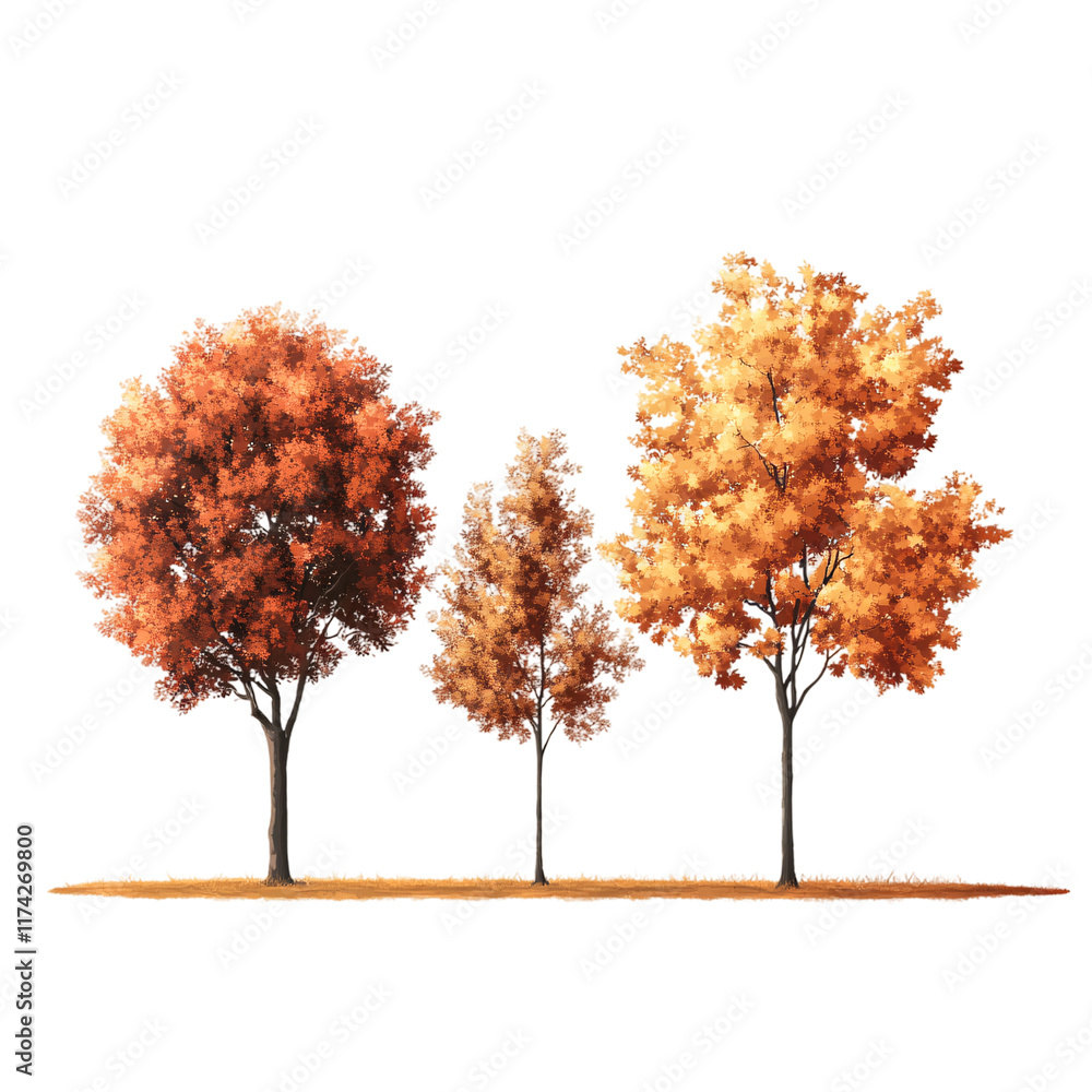Fototapeta premium Autumn tree isolated on transparent background