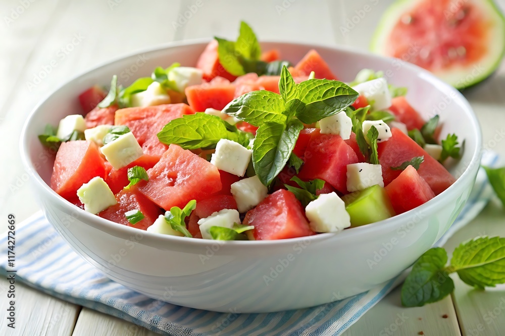 Homemade Raw Feta Watermelon Salad with Cucumbers Homemade Raw Feta Watermelon Salad with Cucumbers