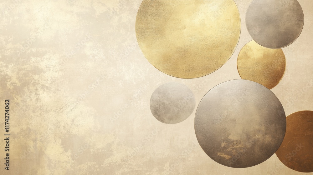 Metallic circles on beige background
Metallic circles on beige background