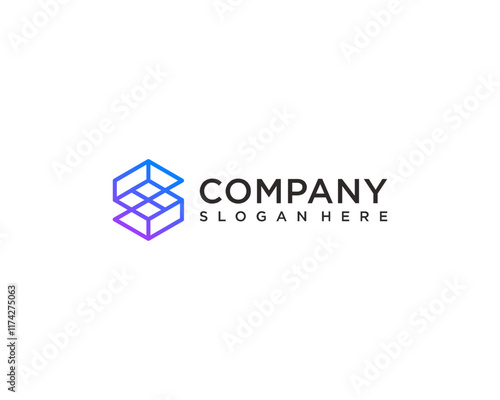 S letter line art technology logo