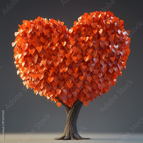 Lush Heart Shaped Tree with Sweet Autumn Foliage in Vibrant Hues
