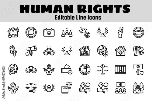 Human rights outline icon set