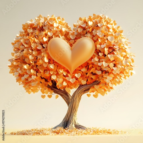 Autumn Heart Tree   Heartwarming 3D Rendered Design for Valentine s Day and Nature Lovers photo