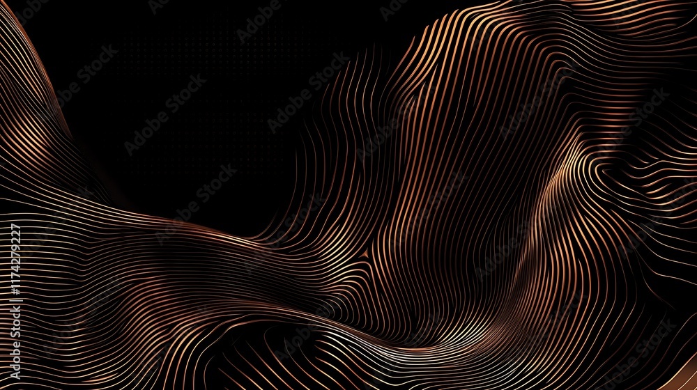 Abstract Golden Waves Dark Background Design Abstract Golden Waves Dark Background Design