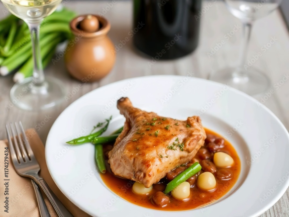 Coq au Vin (Prancis): Ayam yang dimasak dengan anggur merah. Coq au Vin (Prancis): Ayam yang dimasak dengan anggur merah.