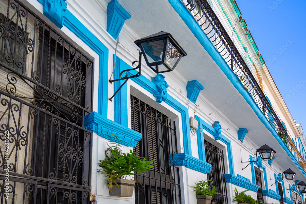 Colorful Old Havana streets in historic center Havana Vieja near Paseo El Prado and Capitolio.