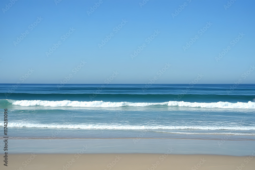 Tranquil blue ocean extending to the horizon with gentle waves and a clear sky