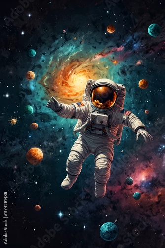 Wallpaper Mural Fun or whimsical illustrations of astronauts floating in galaxies or doing quirky activities.

 Torontodigital.ca