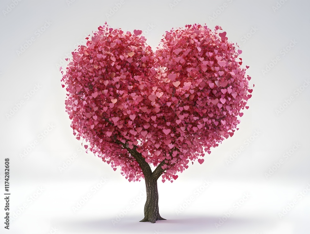 Obraz premium Romantic Heart Shaped Tree in Sweet Pink Hues for Valentine s Day