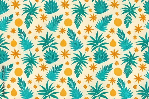 Seamless texture with geometric designs. Flowers