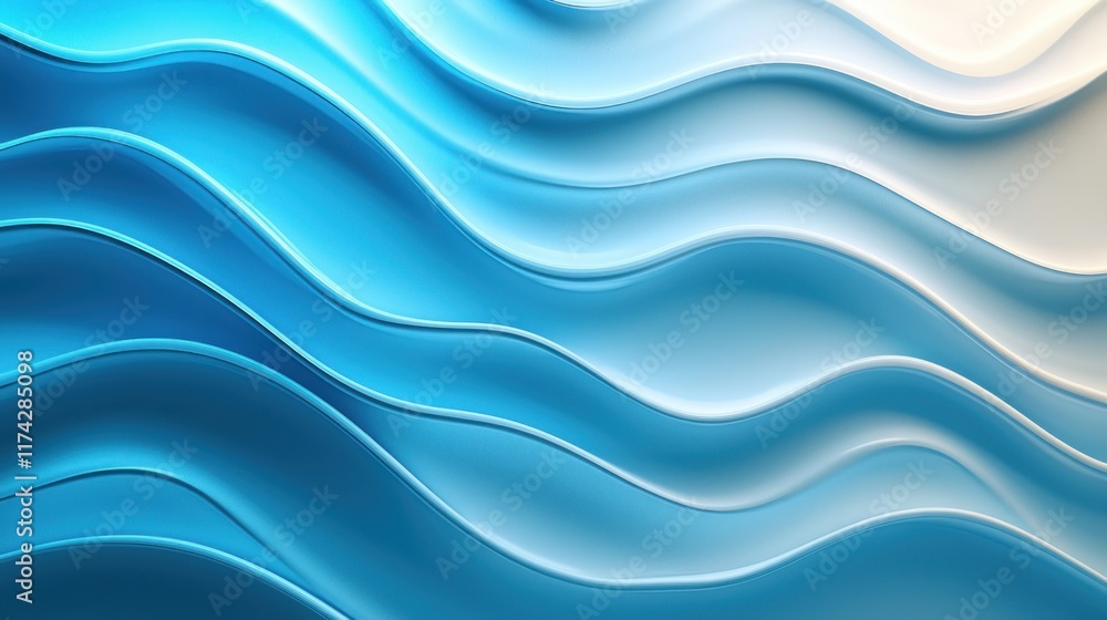 Fototapeta premium Abstract Blue Waves: A Serene Digital Art Piece
