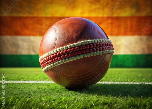 India's flag, creatively designed on a cricket ball, a powerful image of national identity and passion.