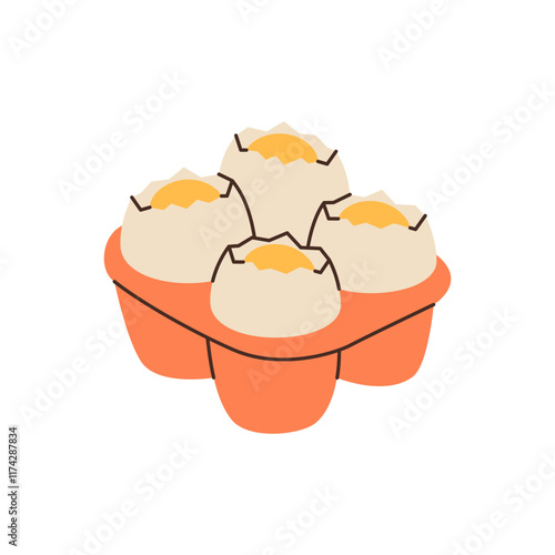 Organic chicken eggs in cardboard pack. Organic farm chicken eggs. Vector illustration. photo