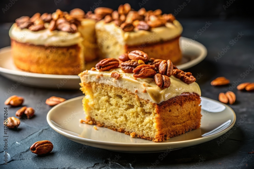 Homemade Sponge Coffee Cake Close-up, Rule of Thirds, Food Photography Homemade Sponge Coffee Cake Close-up, Rule of Thirds, Food Photography