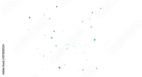 Sparkling teal and green glitter stars transparent background festive overlay