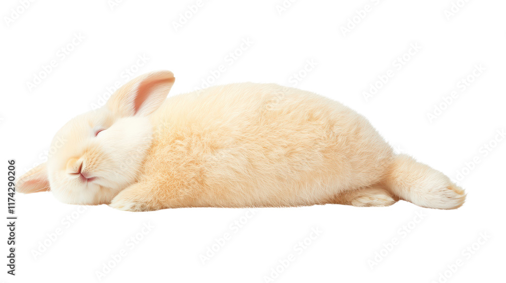 Sleeping fluffy rabbit with soft fur and relaxed posture Sleeping fluffy rabbit with soft fur and relaxed posture