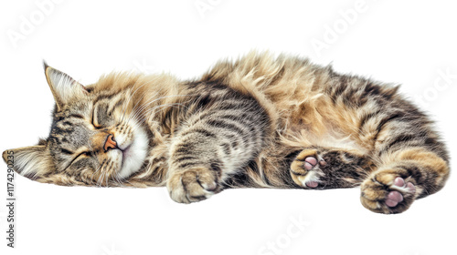 Wallpaper Mural Sleeping cat with fluffy fur and relaxed posture Torontodigital.ca