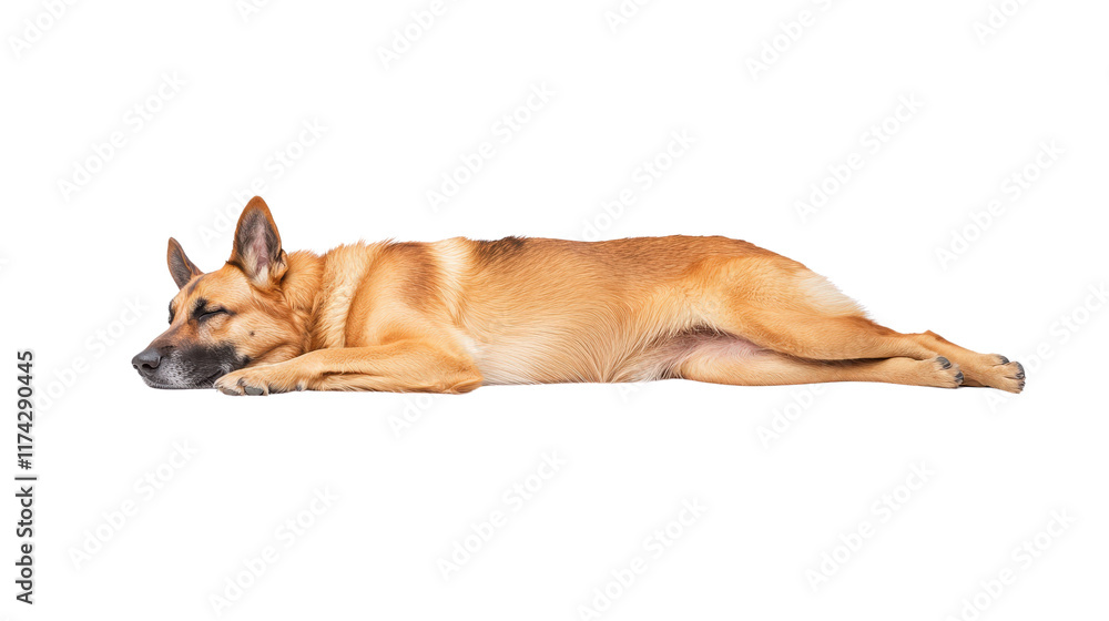 Sleeping dog resting peacefully on transparency background Sleeping dog resting peacefully on transparency background