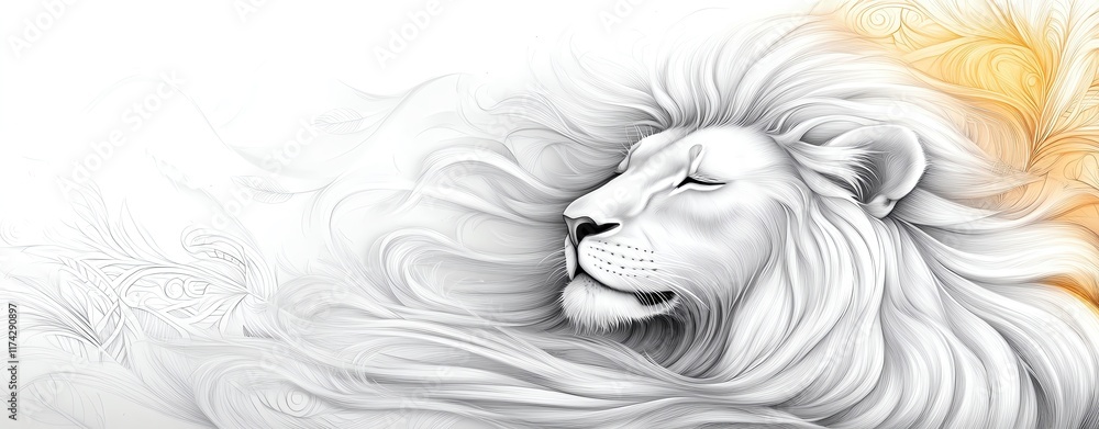 Obraz premium Majestic lion in artistic, tranquil pose.