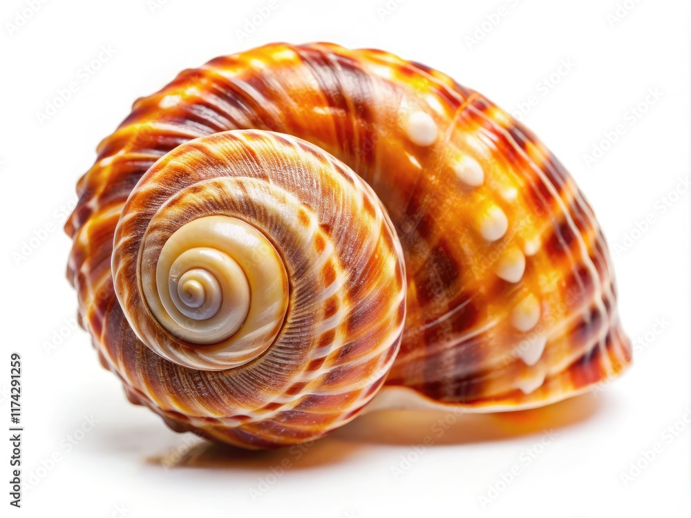 Isolated Seashell Tilt-Shift Photography, White Background, Macro Isolated Seashell Tilt-Shift Photography, White Background, Macro