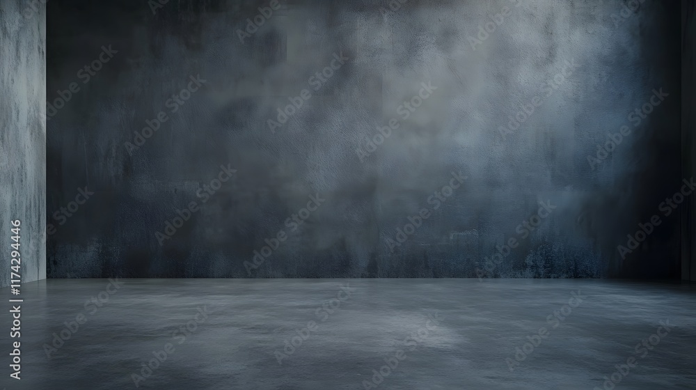 An empty gray studio room serves as a neutral backdrop for product displays and photography An empty gray studio room serves as a neutral backdrop for product displays and photography