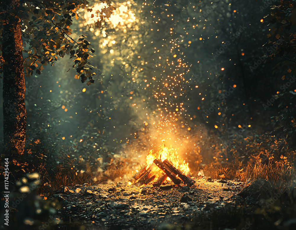 Naklejka premium Campfire Magic