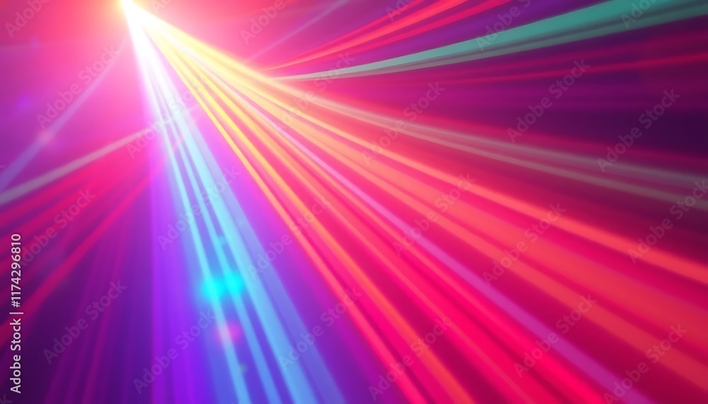 Fototapeta premium Vibrant Light Rays Streaming Dynamic Pink Purple Background