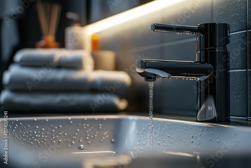 Modern Bathroom Sink with Glossy Ceramic Surface photo