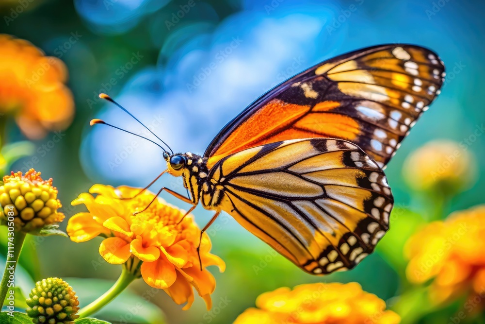 Macro Butterfly on Yellow Flower - Documentary Style Photo Macro Butterfly on Yellow Flower - Documentary Style Photo