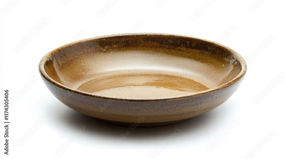 empty Japanese glazed ceramic pottery plate isolated on white background empty Japanese glazed ceramic pottery plate isolated on white background