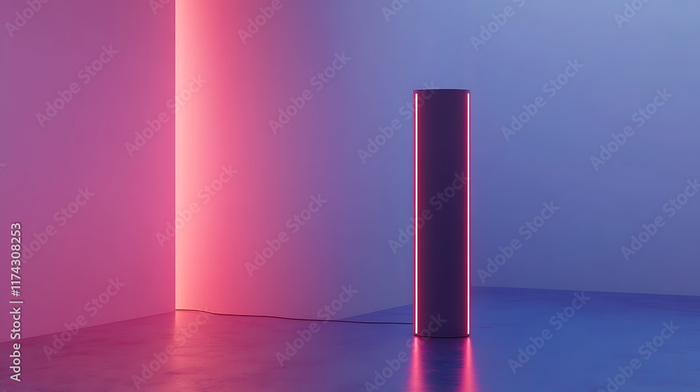 Illuminated Column in Pink and Purple Room Illuminated Column in Pink and Purple Room