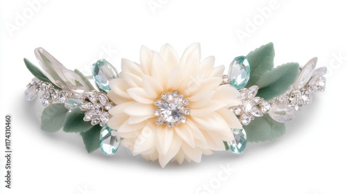 Elegant floral bridal hair accessory with crystals and pearls