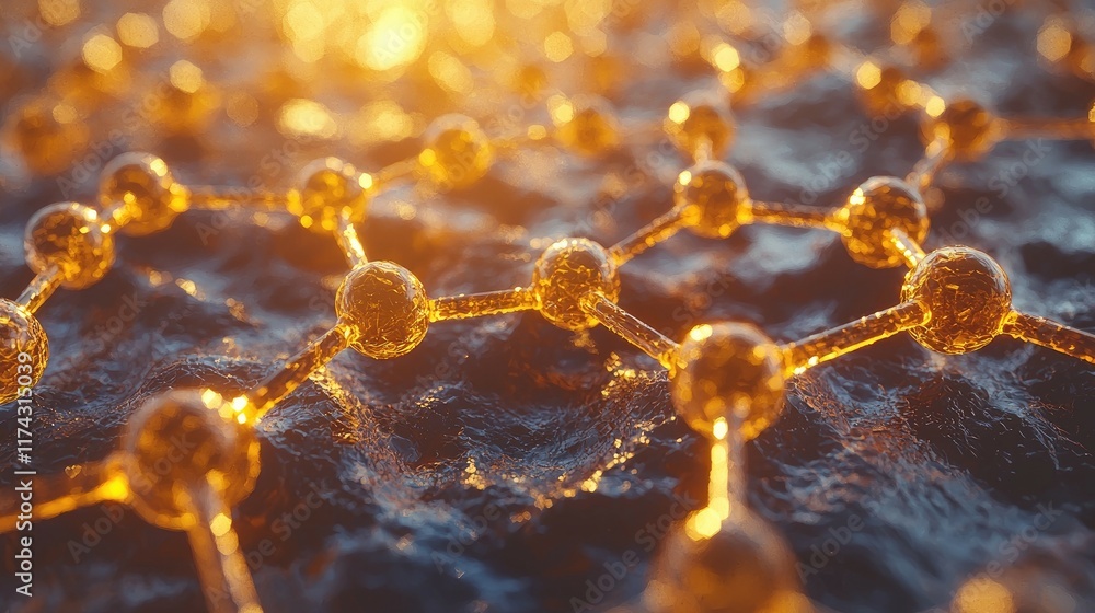 Obraz premium Golden Molecular Structure