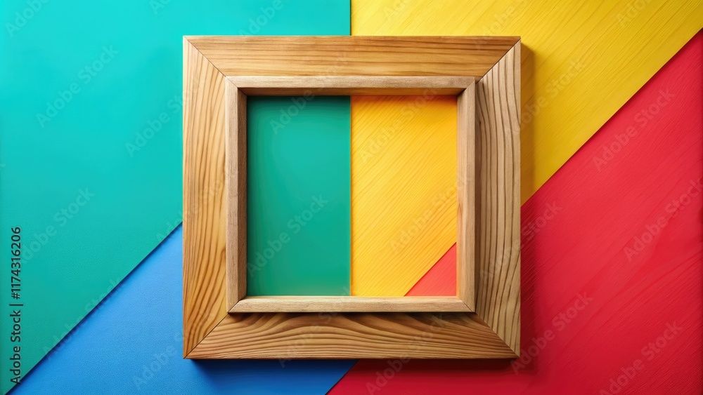 Fototapeta premium Minimalist Wood Frame Illustration, Blank Frame, Abstract Art